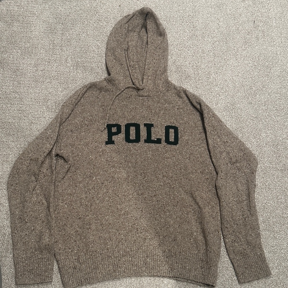 Ralph Lauren Heather Taupe Hooded Knit